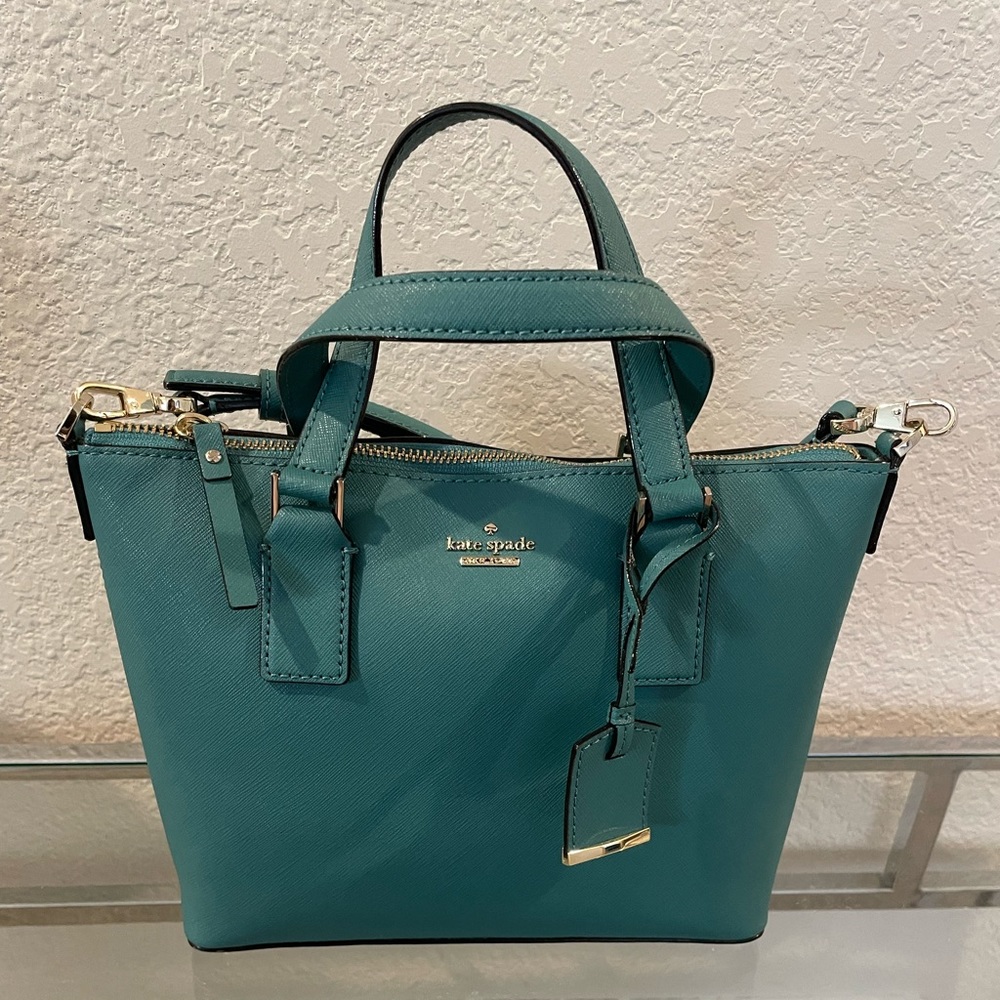 Kate Spade crossbody teal blue green handbag.